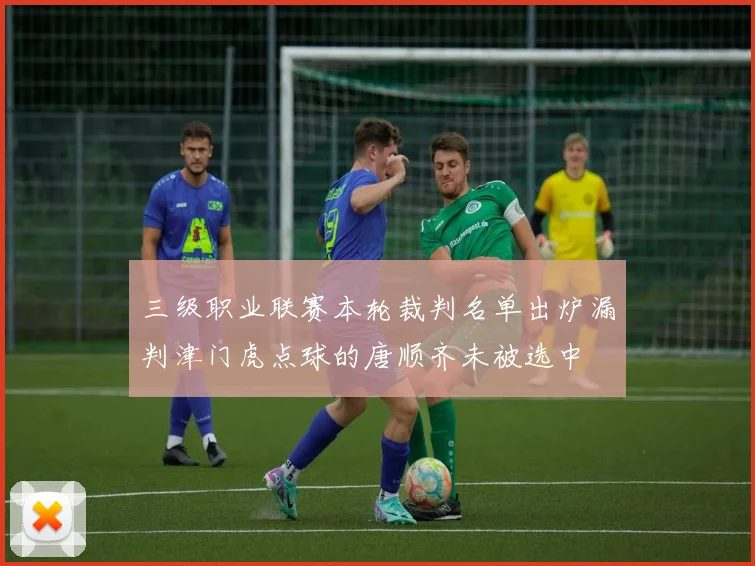 三级职业联赛本轮裁判名单出炉漏判津门虎点球的唐顺齐未被选中